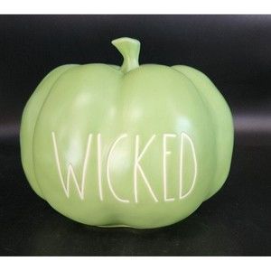 Rae Dunn "WICKED" Green Pumpkin Halloween Decoration 8 In